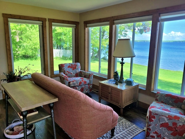 45207 281st Ln, Aitkin, MN 56431 - sunroom with plenty of natural light, a water view, and wood finished floors