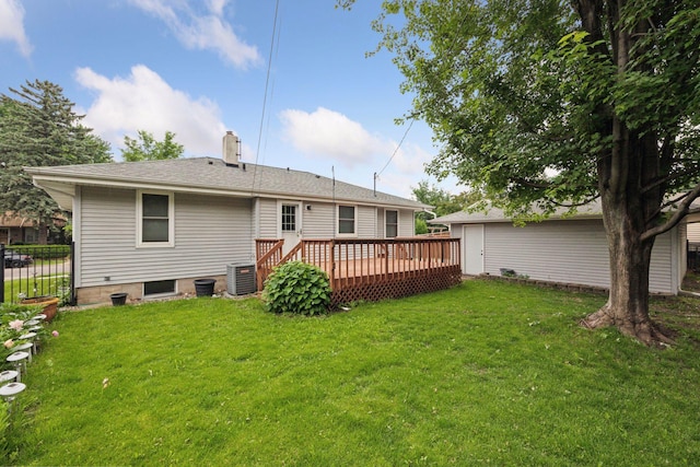 1864 Morgan Ave, Saint Paul, MN 55116 - back of house with a wooden deck and a chimney