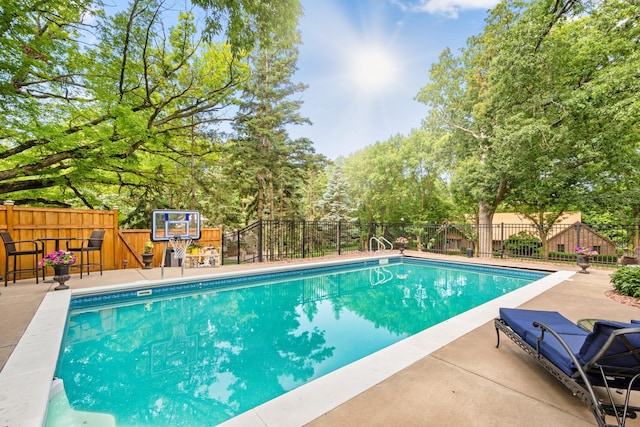 16209 Adeline Ln, Minnetonka, MN 55391 - view of pool with a patio and view of wooded area
