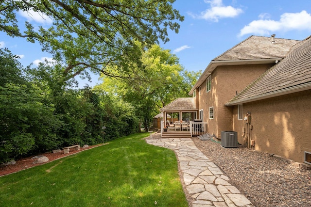 16209 Adeline Ln, Minnetonka, MN 55391 - view of grassy yard with a wooden deck