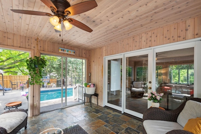 16209 Adeline Ln, Minnetonka, MN 55391 - sunroom / solarium featuring a ceiling fan