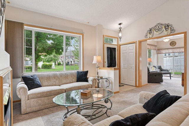 2014 Stahlke Way, Chaska, MN 55318 - living room featuring light colored carpet and a textured ceiling