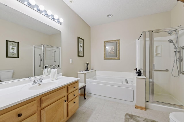 2014 Stahlke Way, Chaska, MN 55318 - full bath with a shower stall, a bath, vanity, and tile patterned floors