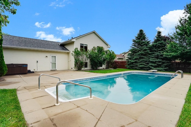 382 Tuttle Dr, Hastings, MN 55033 - view of pool featuring a hot tub, a patio area, and a diving board