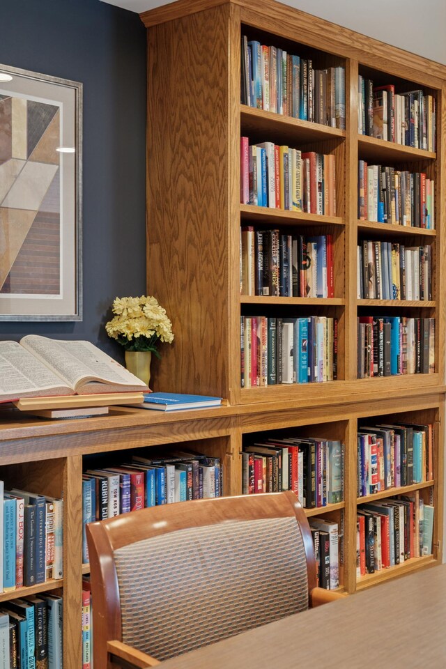 1181 Edgcumbe Rd Unit 501, Saint Paul, MN 55105 - sitting room with wall of books