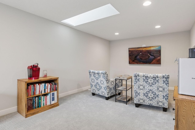 14217 Packard St NE, Ham Lake, MN 55304 - sitting room featuring carpet floors, a skylight, and recessed lighting