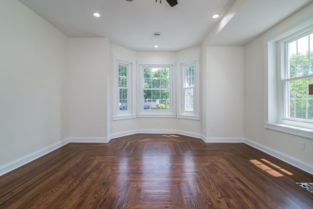 121 Hickory St, Chaska, MN 55318 - spare room featuring ceiling fan and recessed lighting
