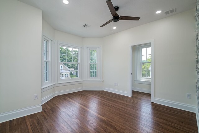 121 Hickory St, Chaska, MN 55318 - spare room featuring wood finished floors, a ceiling fan, and recessed lighting