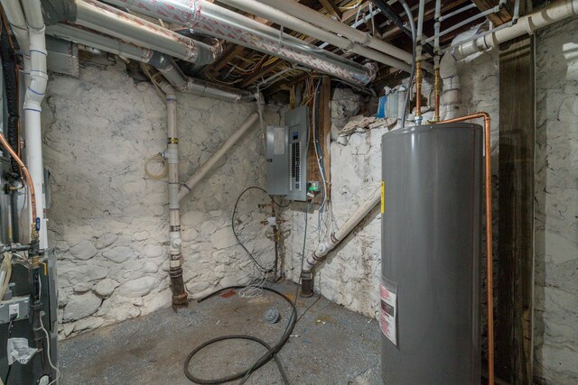 121 Hickory St, Chaska, MN 55318 - unfinished below grade area featuring water heater and electric panel