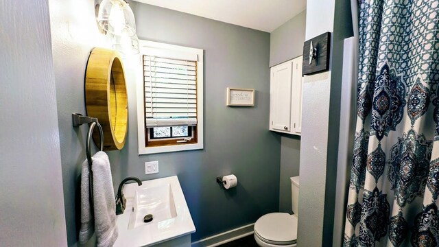 W6741 Lakewood Blvd, Dewey Twp, WI 54848 - bathroom featuring a sink and curtained shower