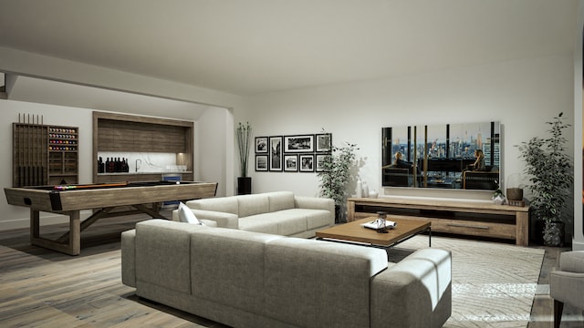 9919 Crestwood Ter, Eden Prairie, MN 55347 - living room with light wood-style floors and pool table