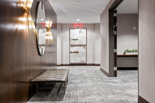 201 11th St Unit 530, Minneapolis, MN 55403 - hall with carpet, a textured wall, and recessed lighting