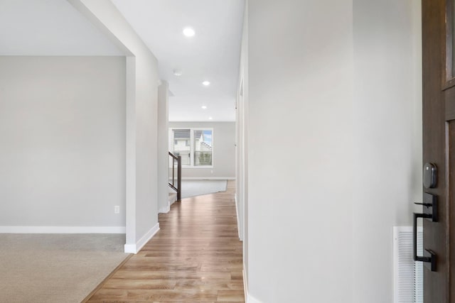 14320 Alder Way, Rosemount, MN 55068 - hall featuring recessed lighting, an upstairs landing, and light wood-style floors