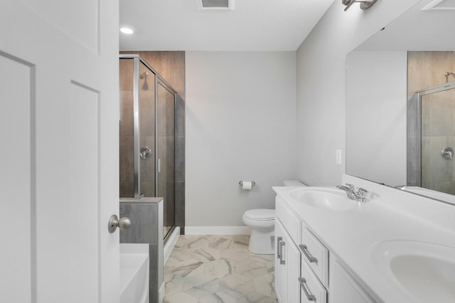 14320 Alder Way, Rosemount, MN 55068 - bathroom with a stall shower, double vanity, and marble finish floors