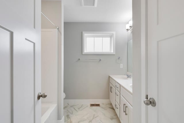 14320 Alder Way, Rosemount, MN 55068 - full bath featuring marble look tiles, double vanity, and shower / bath combination