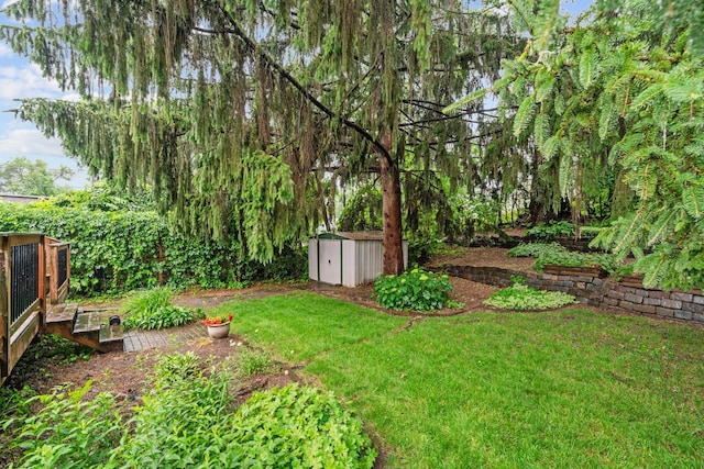 2709 Ewing Ave N, Robbinsdale, MN 55422 - view of green lawn featuring a storage unit