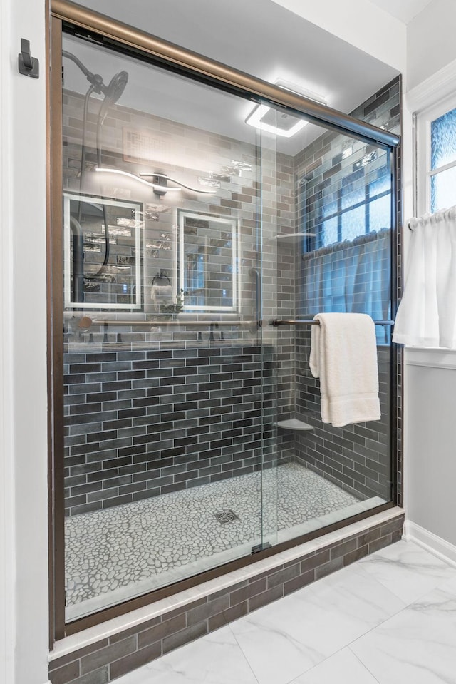 2709 Ewing Ave N, Robbinsdale, MN 55422 - full bath with a stall shower and baseboards