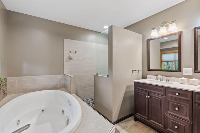 13048 Jay St NW, Coon Rapids, MN 55448 - full bathroom featuring a jetted tub, vanity, and walk in shower