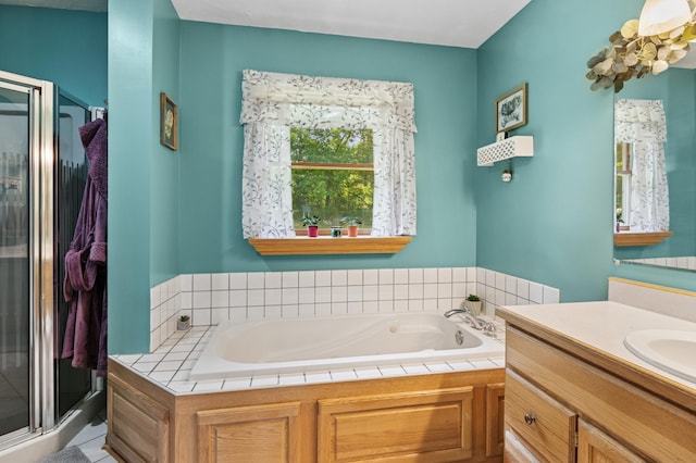 2796 269th Ave NE, Isanti, MN 55040 - bathroom with a shower stall, a bath, and vanity
