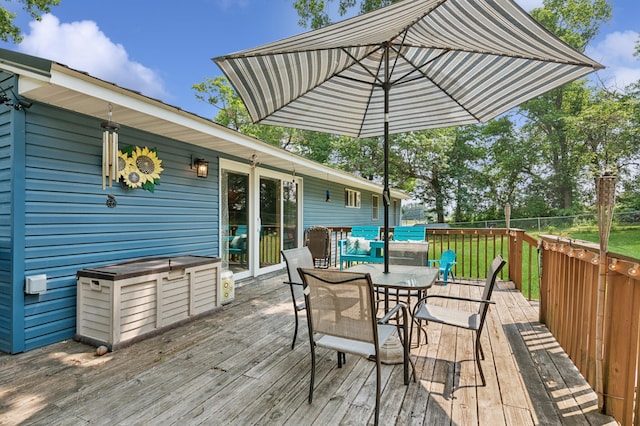 2796 269th Ave NE, Isanti, MN 55040 - wooden terrace featuring outdoor dining area