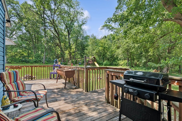 2796 269th Ave NE, Isanti, MN 55040 - wooden deck with a grill and a playground