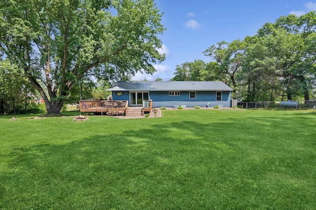 2796 269th Ave NE, Isanti, MN 55040 - rear view of property with a wooden deck and a yard