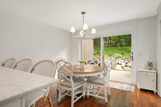 5713 Duncan Ln, Edina, MN 55436 - dining space featuring a chandelier and dark wood-style floors