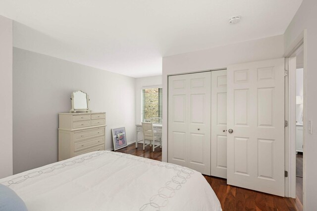 5713 Duncan Ln, Edina, MN 55436 - bedroom featuring a closet and dark wood-style floors