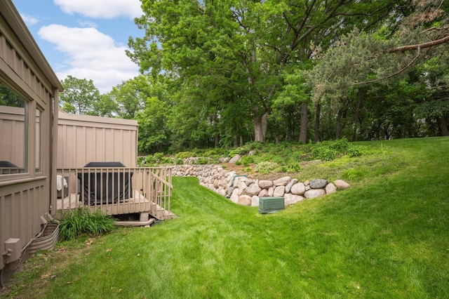 5713 Duncan Ln, Edina, MN 55436 - view of green lawn with a deck