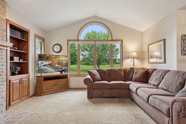 2771 County Line Ave, Osceola, WI 54020 - living room featuring light colored carpet and vaulted ceiling