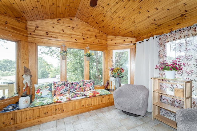 510 24th St SW, Rochester, MN 55902 - living room with vaulted ceiling, wooden walls, and wood ceiling