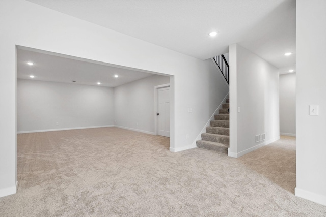 10180 Shadyview Ln N, Maple Grove, MN 55311 - finished below grade area with carpet flooring, stairway, and recessed lighting