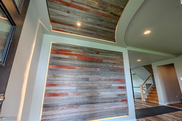 3405 4th St E, West Fargo, ND 58078 - detailed view of recessed lighting, wood finished floors, and wooden ceiling