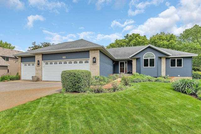 2708 Tranquility Dr, Saint Cloud, MN 56301 - ranch-style house featuring brick siding, a garage, driveway, and a front lawn