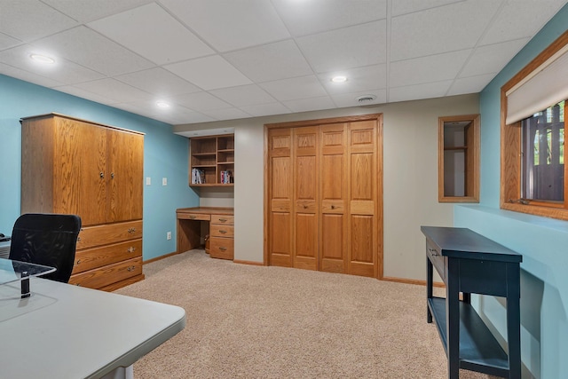 2708 Tranquility Dr, Saint Cloud, MN 56301 - office space with carpet floors, baseboards, a paneled ceiling, and recessed lighting