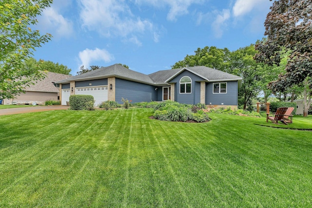 2708 Tranquility Dr, Saint Cloud, MN 56301 - ranch-style house featuring an attached garage, a front yard, asphalt driveway, and roof with shingles