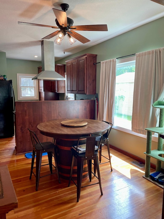 60 Main St, Kimball, MN 55353 - dining area featuring light wood-style flooring and ceiling fan