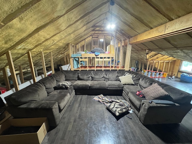 60 Main St, Kimball, MN 55353 - living area with vaulted ceiling and hardwood / wood-style floors
