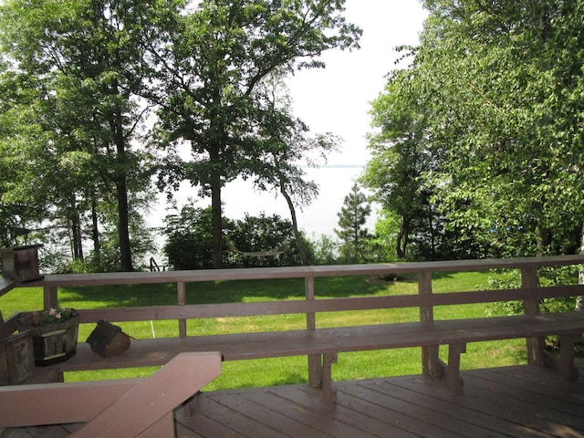 4523 Waville Rd NE, Bemidji, MN 56601 - wooden deck with a lawn