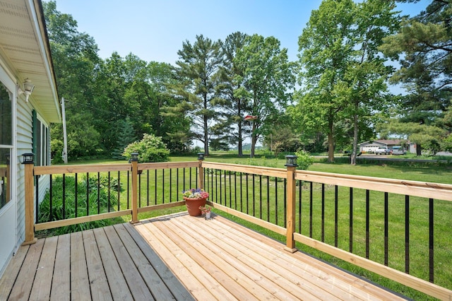 8241 120th St, Bogus Brook Twp, MN 56353 - wooden deck with a lawn