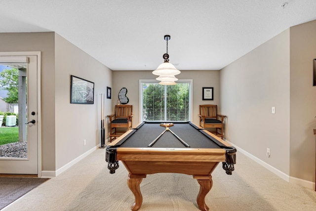 playroom featuring carpet flooring and pool table