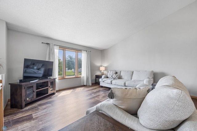 2819 33rd St S, Fargo, ND 58103 - living room with wood finished floors, a textured ceiling, and lofted ceiling