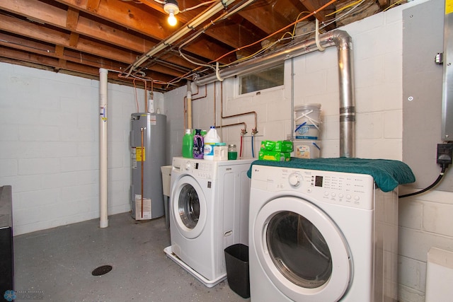 419 18th St S, Moorhead, MN 56560 - laundry room featuring electric water heater and washer and clothes dryer
