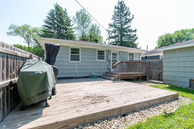 419 18th St S, Moorhead, MN 56560 - rear view of house with a wooden deck