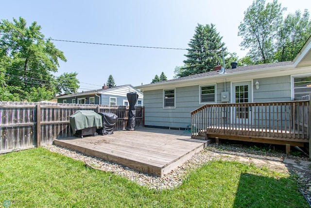 419 18th St S, Moorhead, MN 56560 - deck featuring a fenced backyard