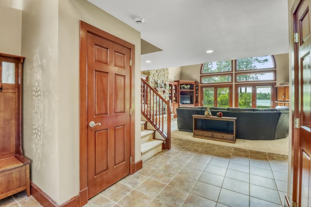 53245 Sunrise Ln, Park Rapids, MN 56470 - entryway with stairs, recessed lighting, and light tile patterned floors
