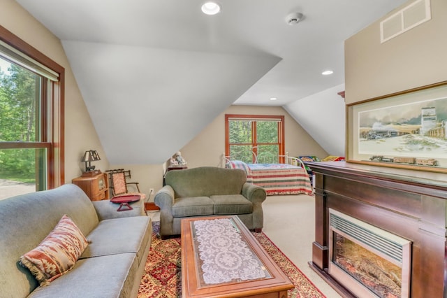 53245 Sunrise Ln, Park Rapids, MN 56470 - living area with lofted ceiling and recessed lighting