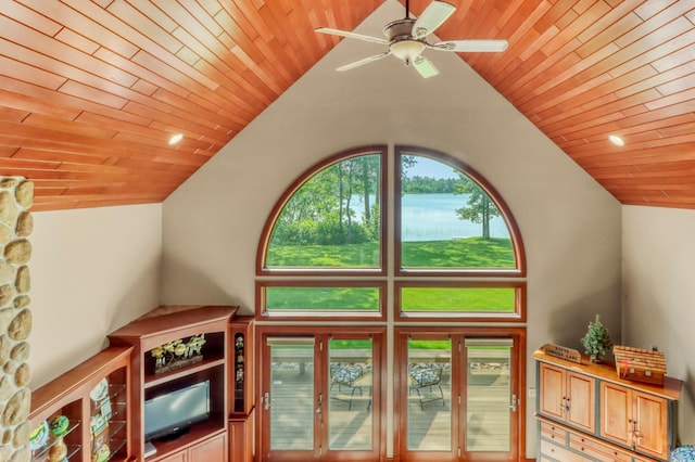53245 Sunrise Ln, Park Rapids, MN 56470 - detailed view of wooden ceiling and ceiling fan