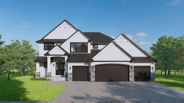 15895 Ethan Trl N, Hugo, MN 55038 - view of front of home with board and batten siding, a front lawn, and roof with shingles