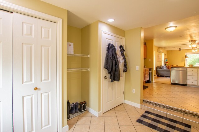 724 10th St NW, Bemidji, MN 56601 - entryway featuring light tile patterned floors, ceiling fan, and recessed lighting